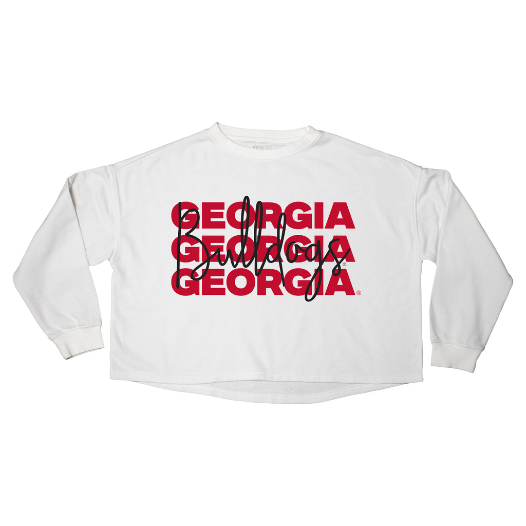 Game Time Crop Crewneck- University of Georgia