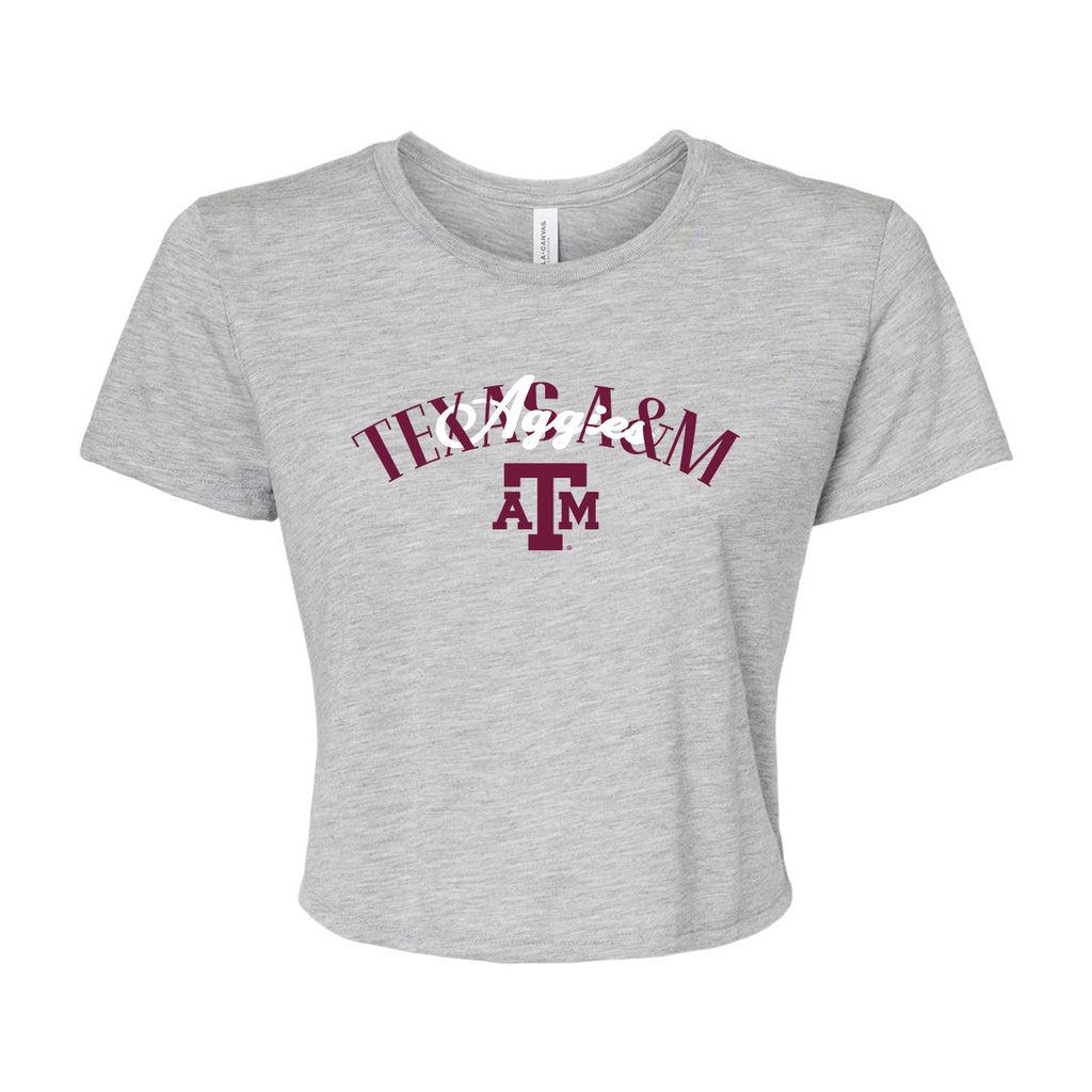 In The Huddle Crop Tee- Texas A&M