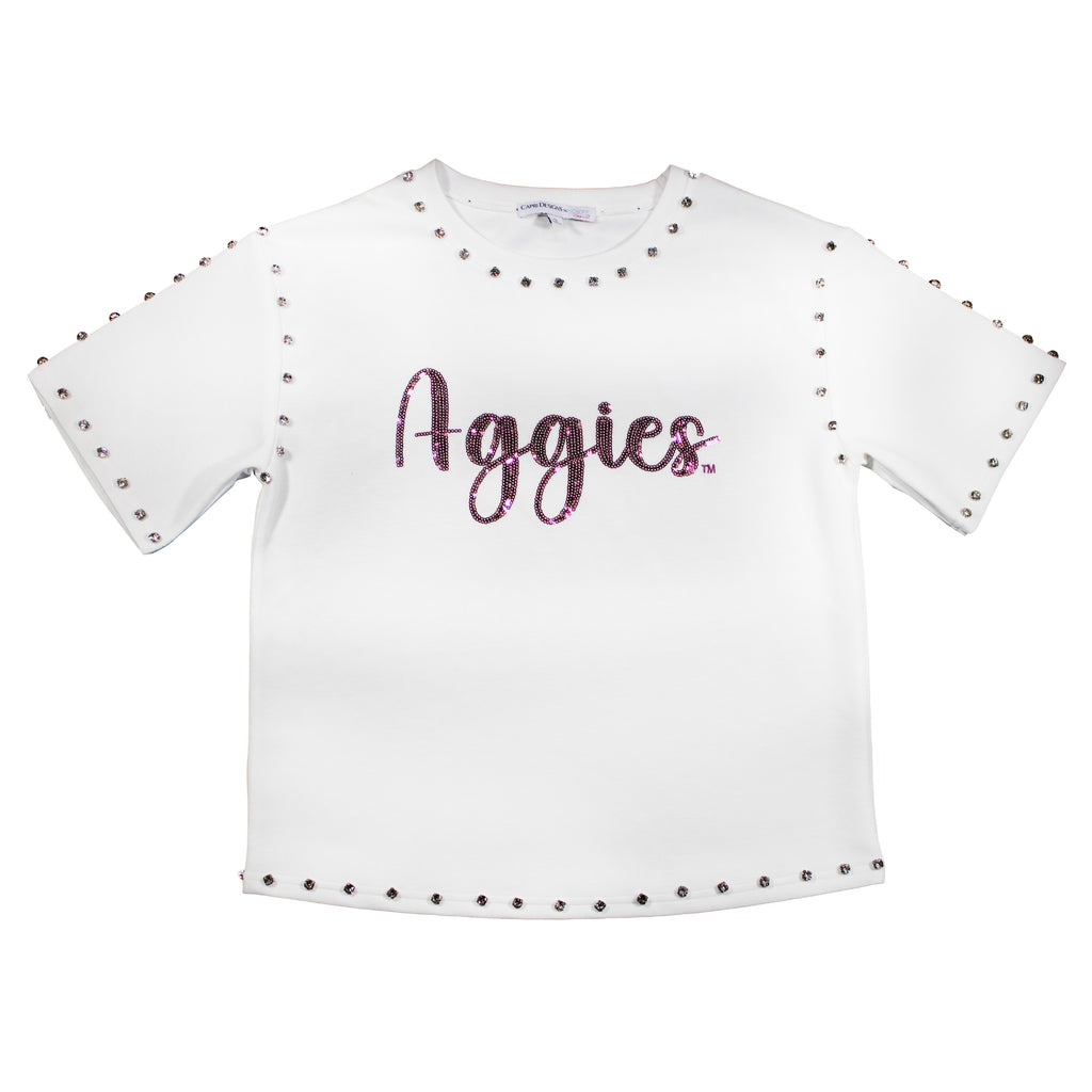 Jeweled Sequin Tee- Texas A&M