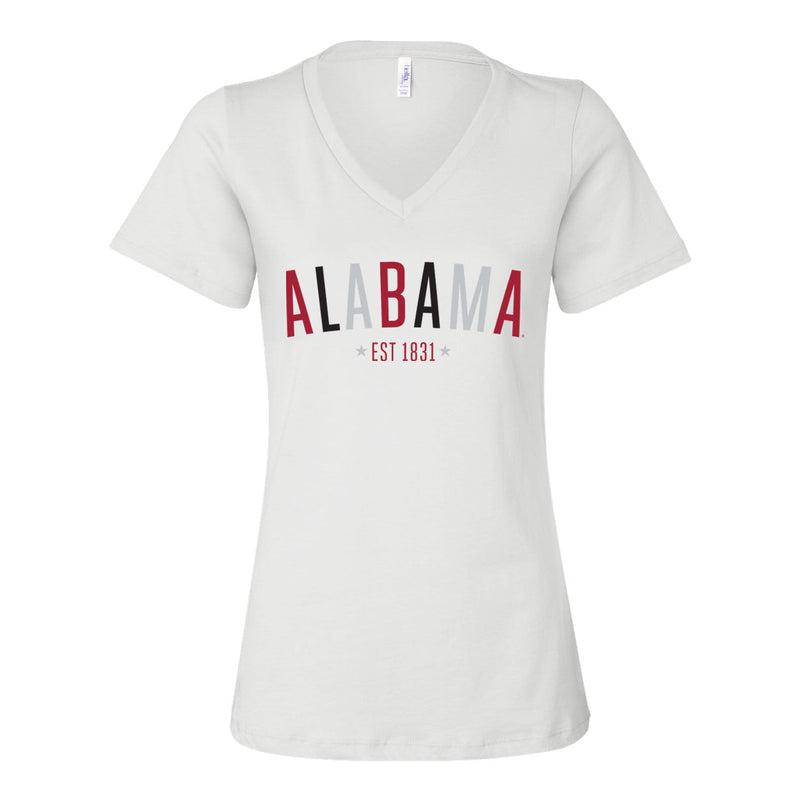 University of Alabama (The) Star Arch V-neck Short Sleeve T-shirt in White