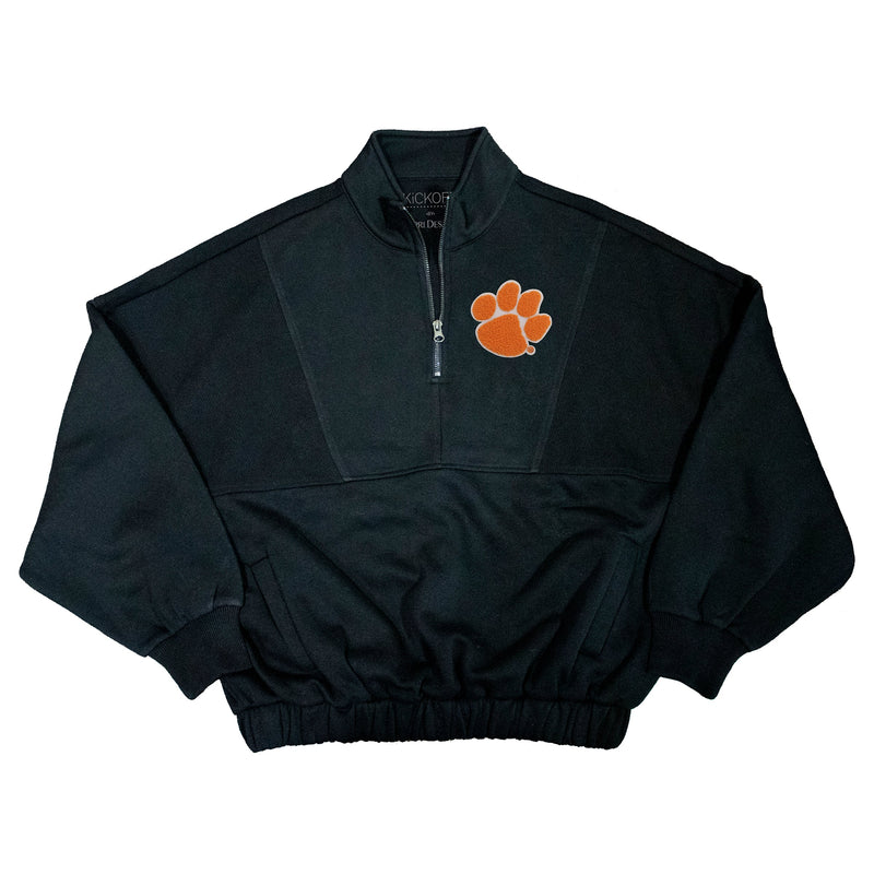 Varsity Patch Quarter-Zip Fleece Pullover in Clemson University