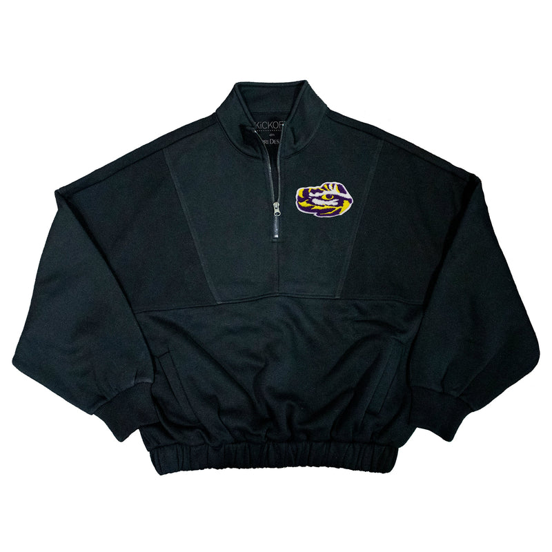 Varsity Patch Quarter-Zip Fleece Pullover in Louisiana State University