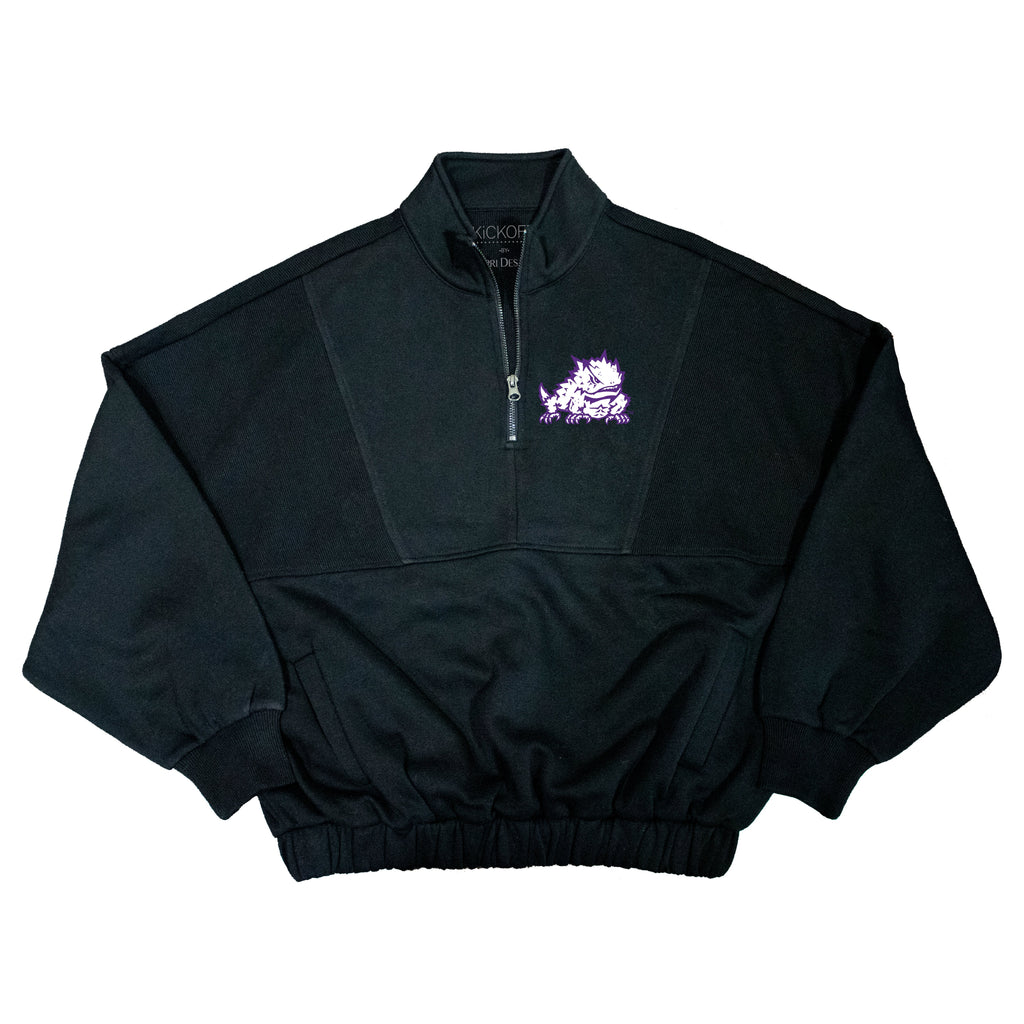 Varsity Patch Quarter-Zip Fleece Pullover in Texas Christian University