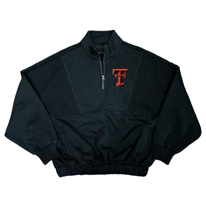 Varsity Patch Quarter-Zip Fleece Pullover in Texas Tech University