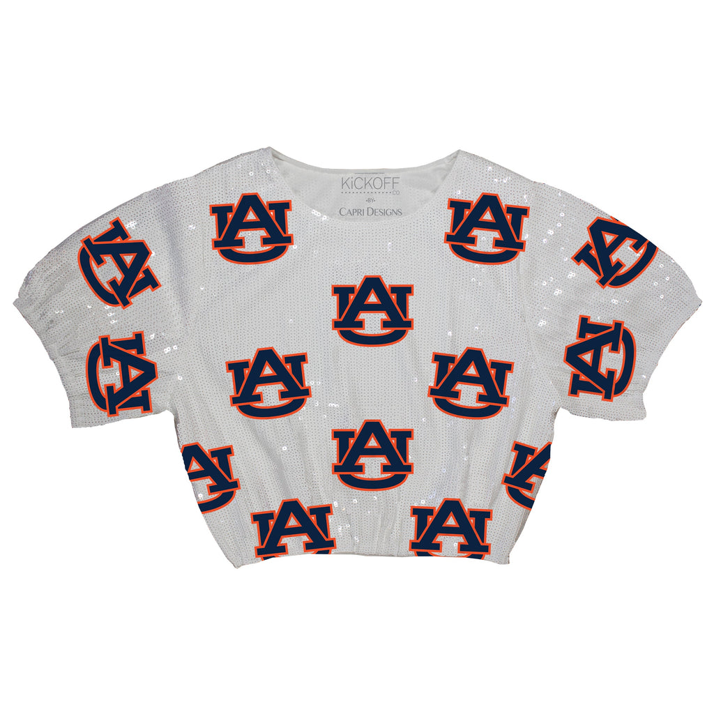 Sequin Repeater Crop Top (Full Sequin) in Auburn University