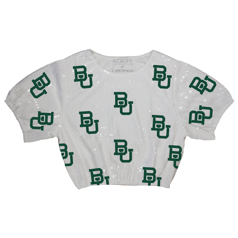 Sequin Repeater Crop Top (Full Sequin) in Baylor University