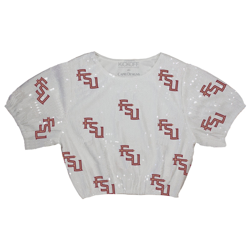 Sequin Repeater Crop Top (Full Sequin) in Florida State University
