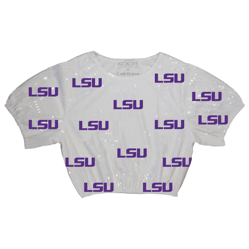 Sequin Repeater Crop Top (Full Sequin) in Louisiana State University