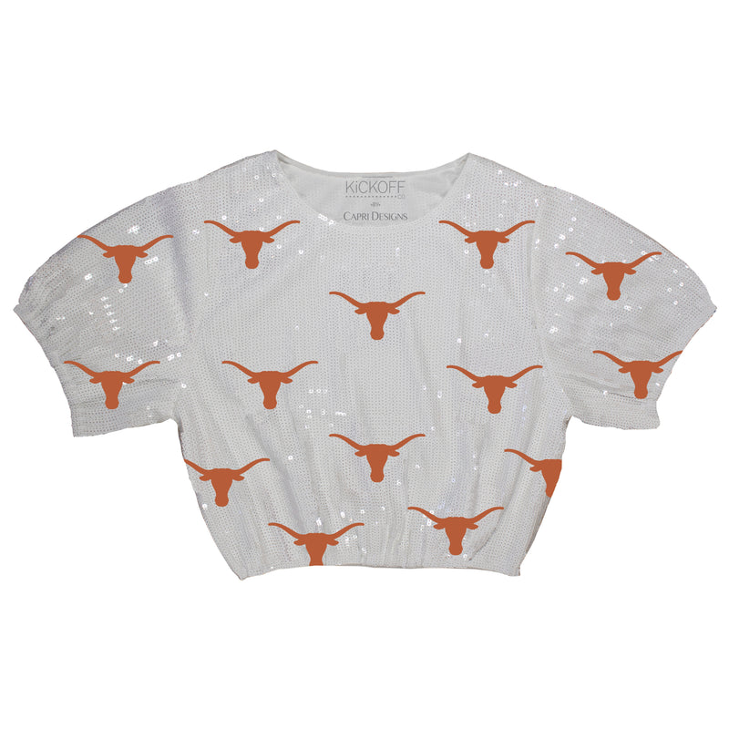 Sequin Repeater Crop Top (Full Sequin) in University of Texas