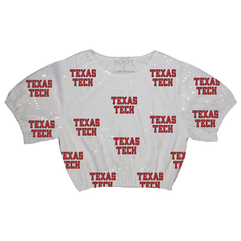 Sequin Repeater Crop Top (Full Sequin) in Texas Tech University