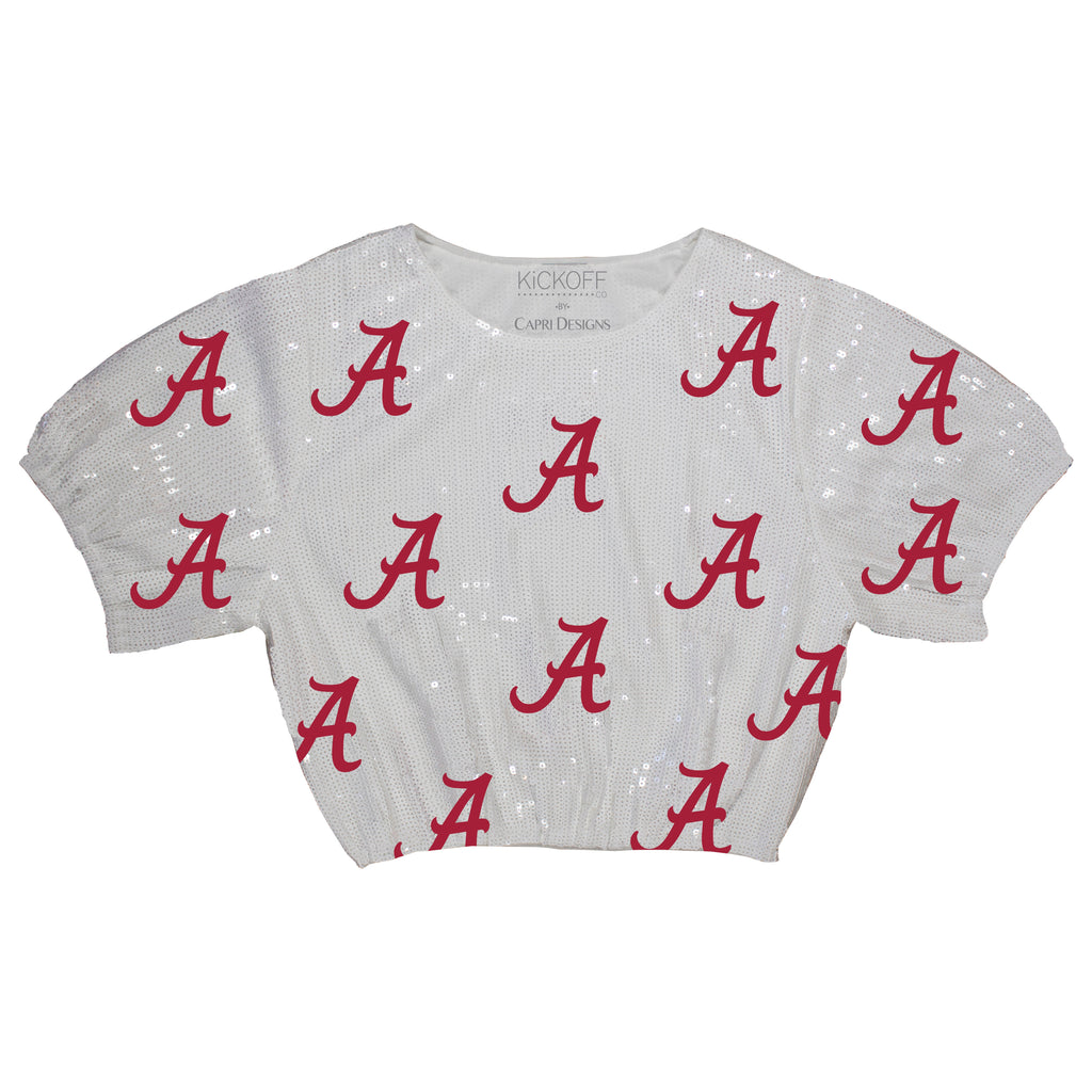 Sequin Repeater Crop Top (Full Sequin) in University of Alabama