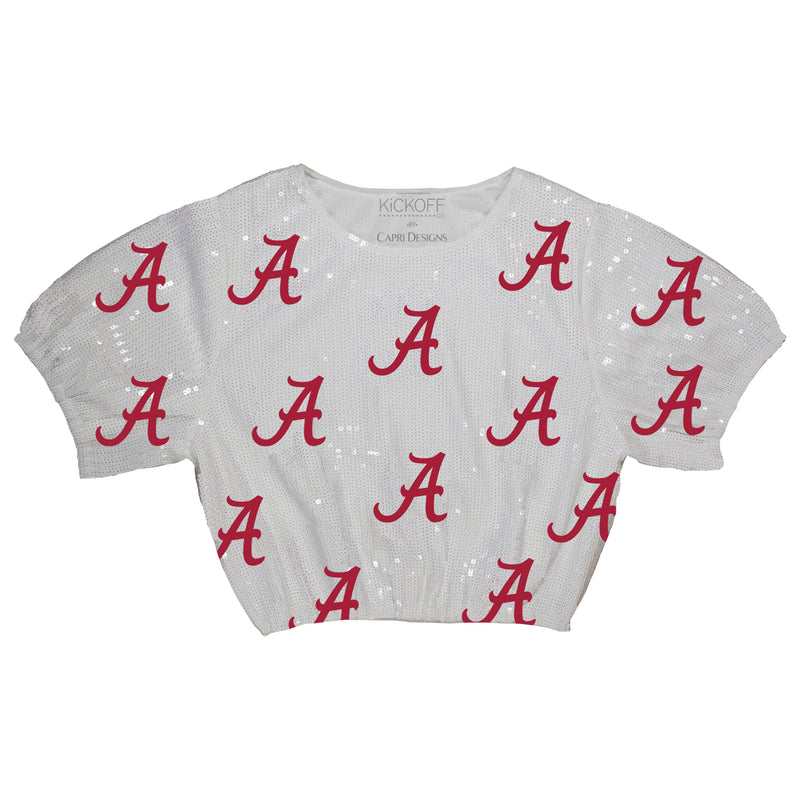 Sequin Repeater Crop Top (Full Sequin) in University of Alabama