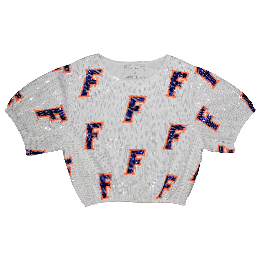 Sequin Repeater Crop Top (Full Sequin) in University of Florida