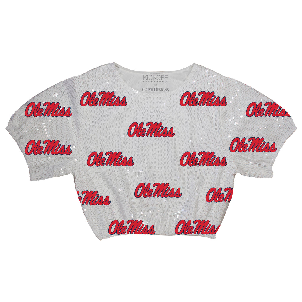 Sequin Repeater Crop Top (Full Sequin) in University of Mississippi