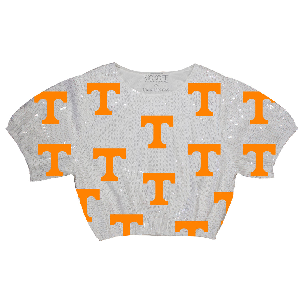 Sequin Repeater Crop Top (Full Sequin) in University of Tennessee