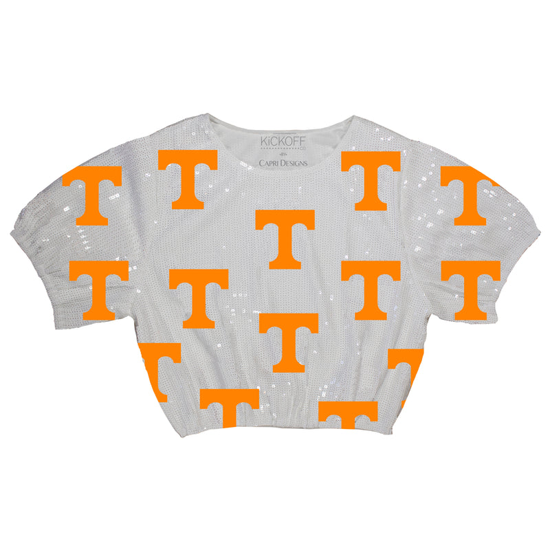 Sequin Repeater Crop Top (Full Sequin) in University of Tennessee