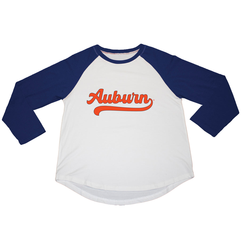 Ballgame Raglan 3/4 Sleeve Tee- Auburn University