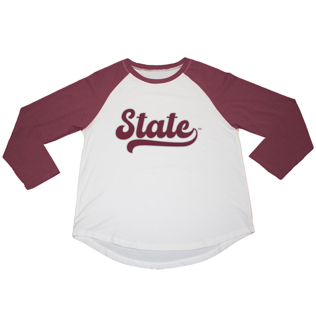 Ballgame Raglan 3/4 Sleeve Tee- Mississippi State University