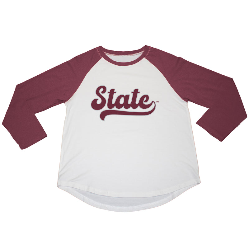 Ballgame Raglan 3/4 Sleeve Tee- Mississippi State University