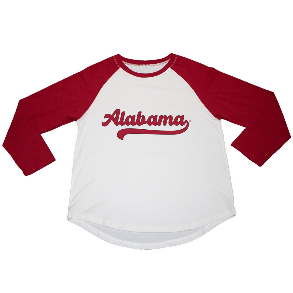 Ballgame Raglan 3/4 Sleeve Tee- University of Alabama