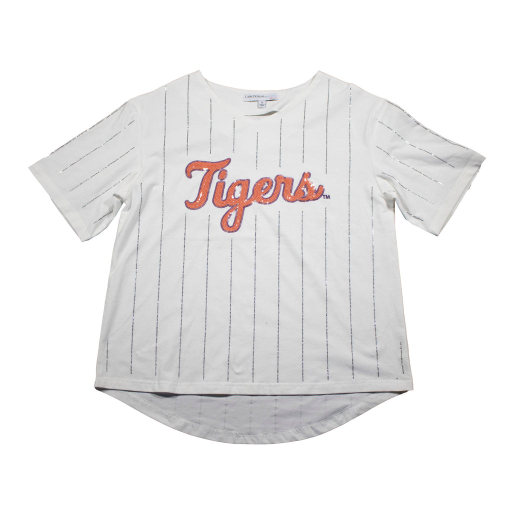 Ballgame Rhinestone Striped Jersey Tee- Clemson University