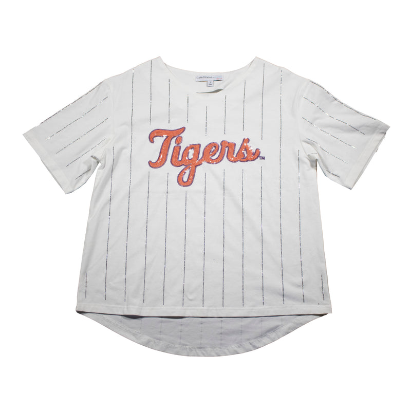 Ballgame Rhinestone Striped Jersey Tee- Clemson University