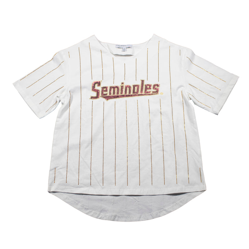 Ballgame Rhinestone Striped Jersey Tee- Florida State University