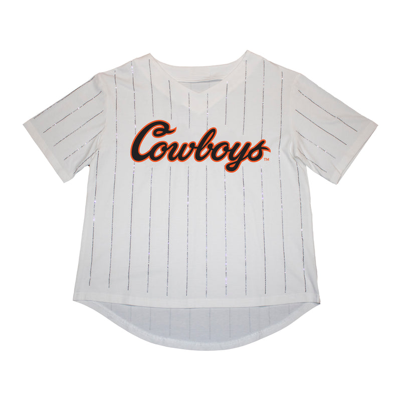 Ballgame Rhinestone Striped Jersey Tee- Oklahoma State University