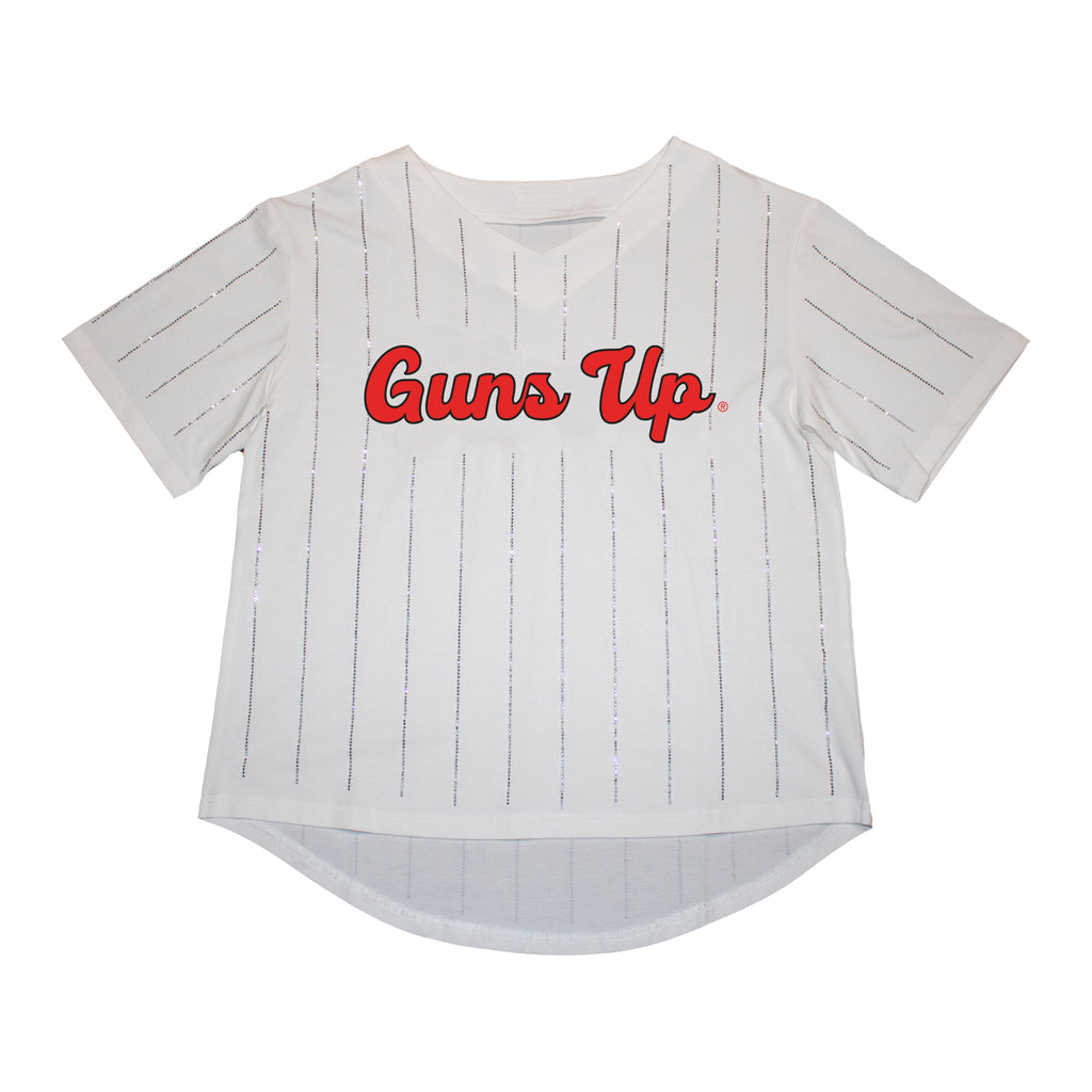 Ballgame Rhinestone Striped Jersey Tee- Texas Tech University