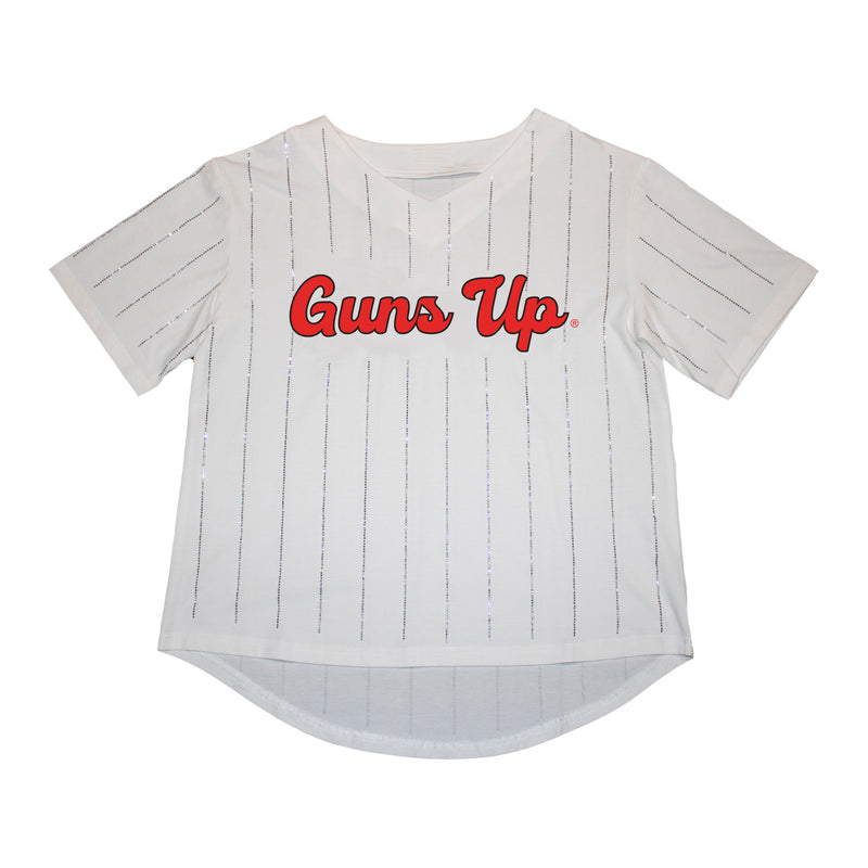 Ballgame Rhinestone Striped Jersey Tee- Texas Tech University