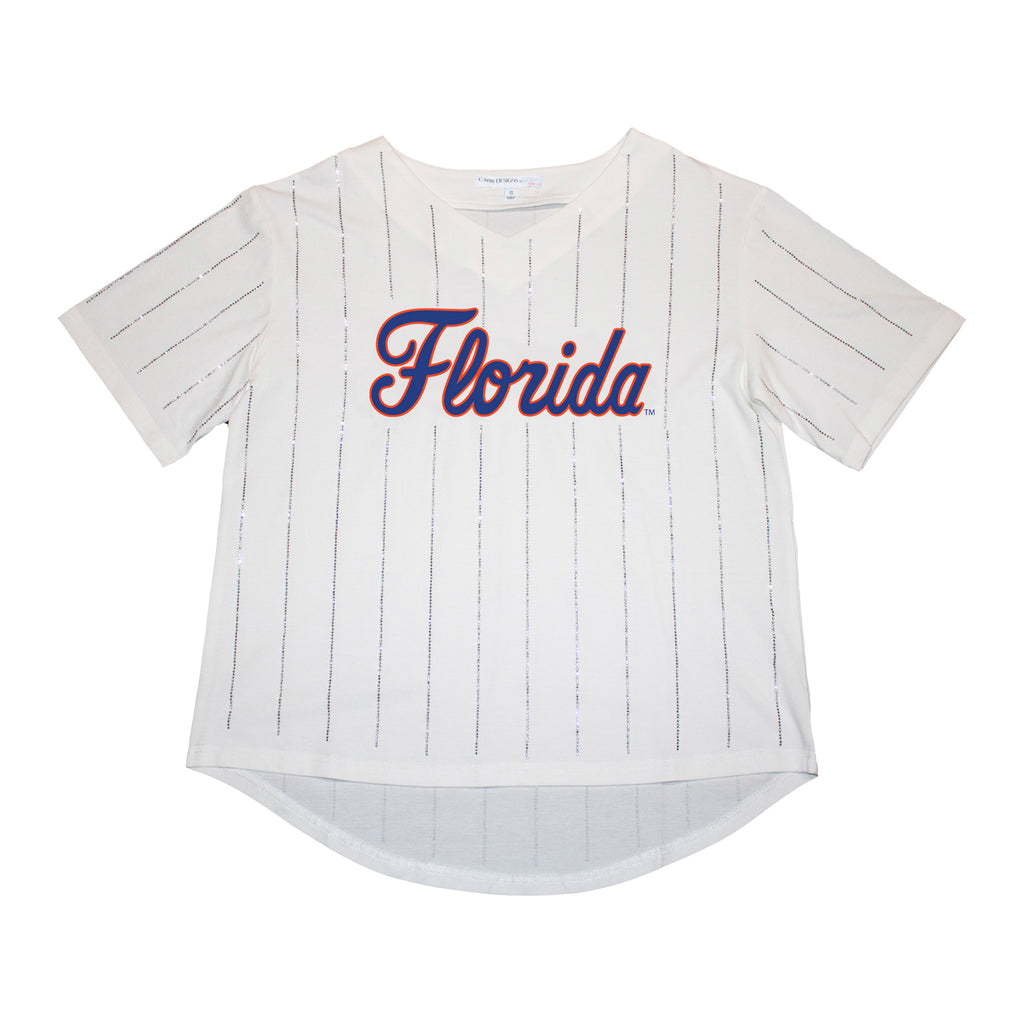 Ballgame Rhinestone Striped Jersey Tee- University of Florida