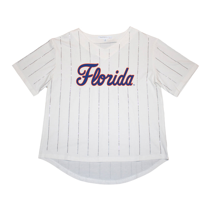 Ballgame Rhinestone Striped Jersey Tee- University of Florida