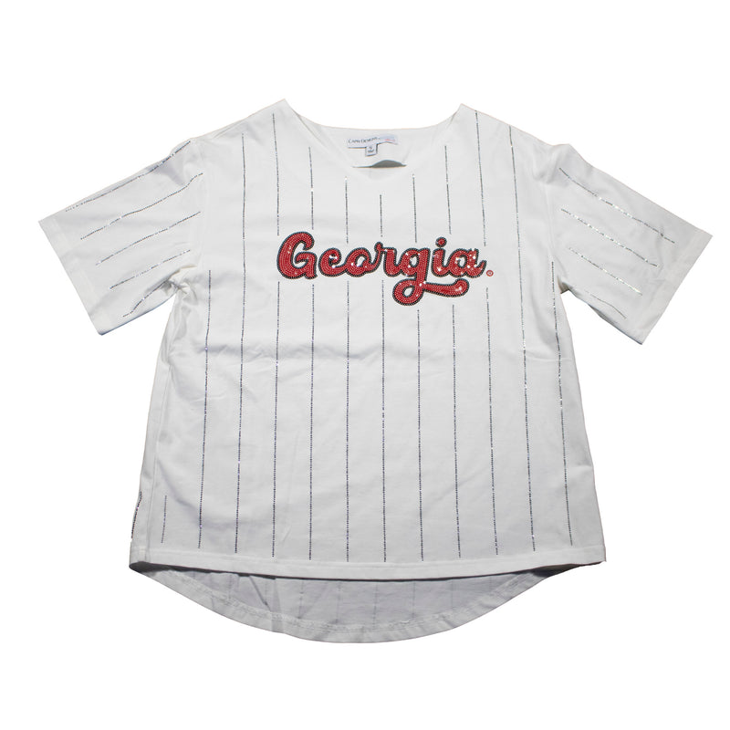 Ballgame Rhinestone Striped Jersey Tee- University of Georgia