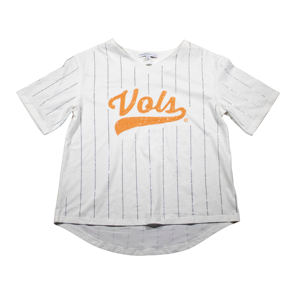 Ballgame Rhinestone Striped Jersey Tee- University of Tennessee