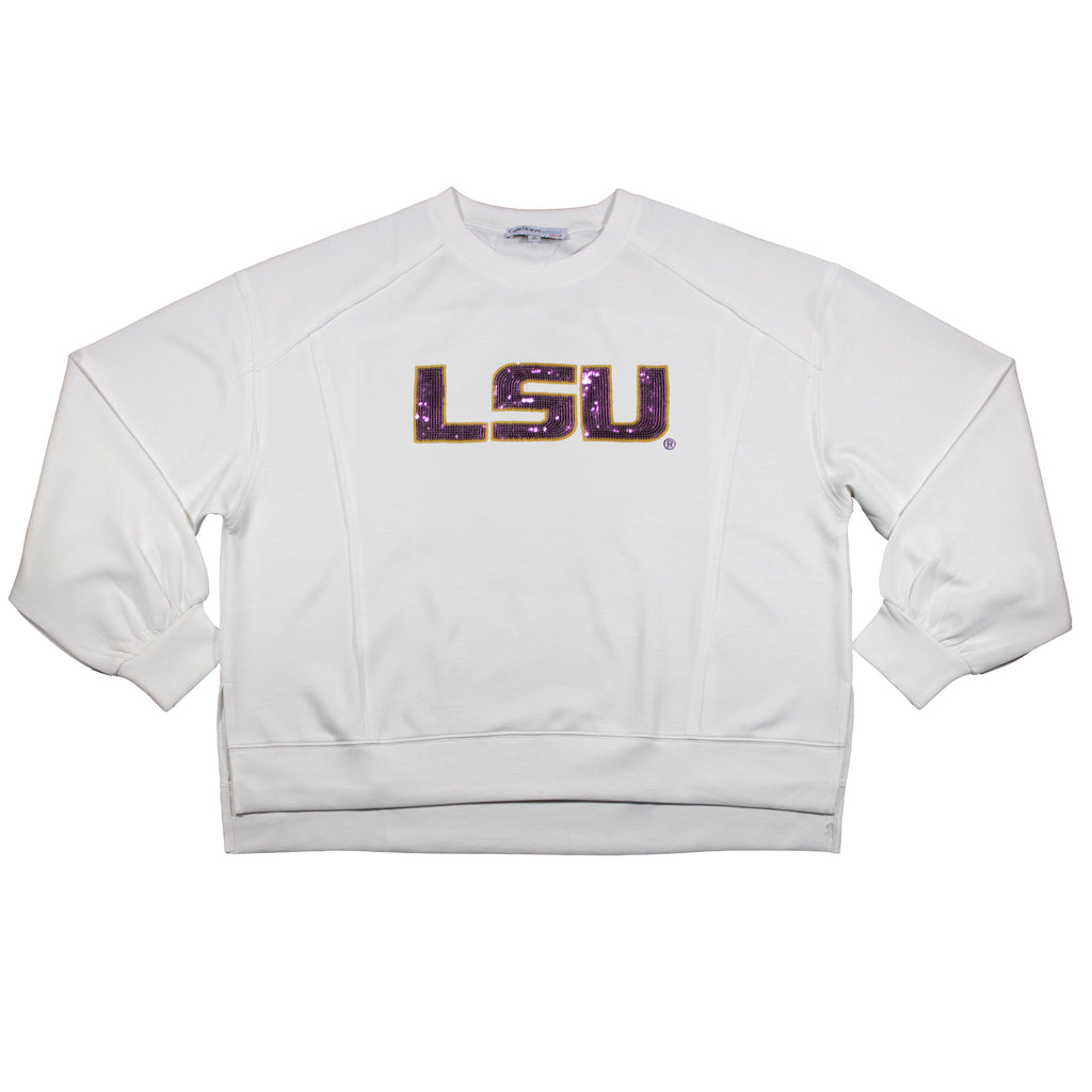 Long Sleeve Sequin Tee - Louisiana State University LSU