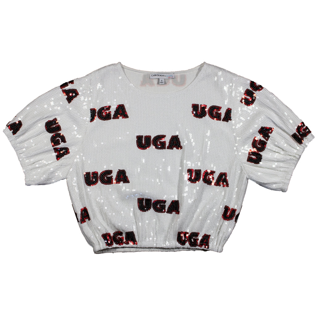 Sequin Repeater Crop Top (Full Sequin) in University of Georgia