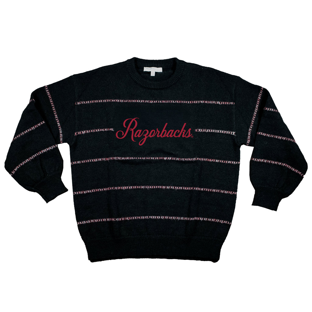 Threaded Script Sweater- University of Arkansas