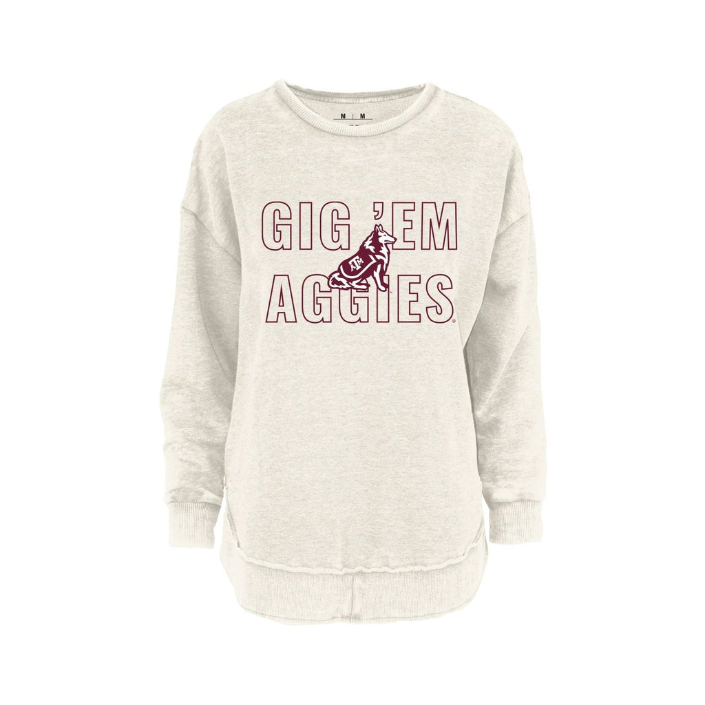 Texas A&M University - Outline Poncho Fleece Crew in Ivory