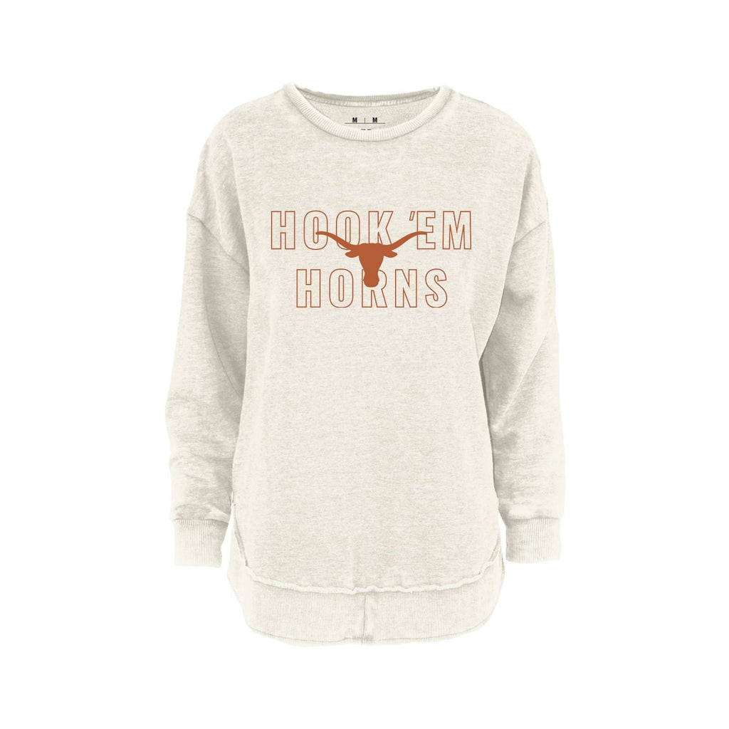 University of Texas - Outline Poncho Fleece Crew in Ivory